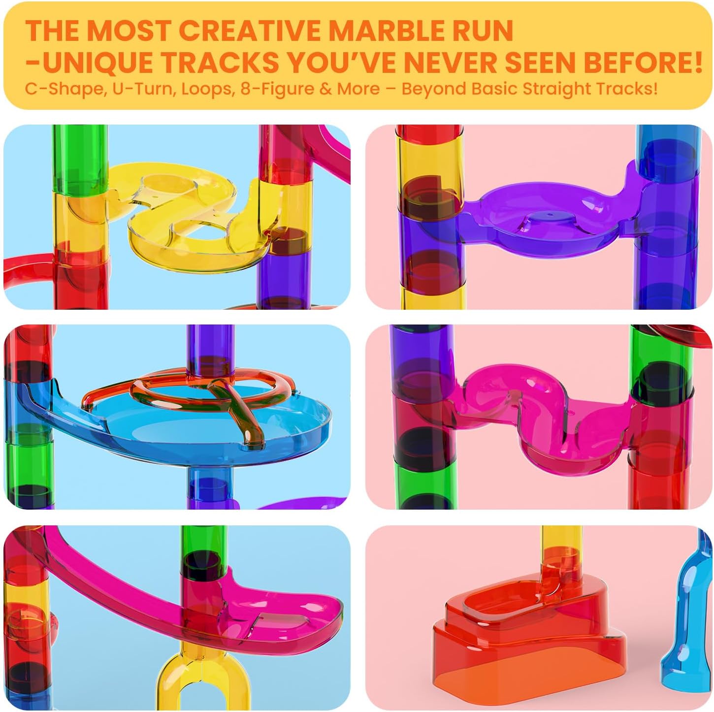 Marble Run, 150 Pcs Marble Maze Race Building Blocks Toy Game & STEM Learning Toys Christmas Birthday Gift for Kids Aged 3-12