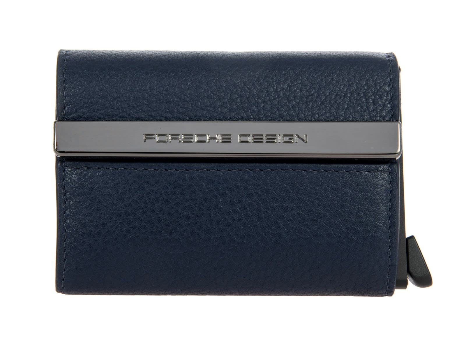 Bric's Porsche Design Secrid Cartera de Cuero Unisex para Hombre y Mujer con Protección RFID y NFC, Desplegable para 4 Tarjetas, Compartimento para Billetes, Tamaño 6,5 x 9,5 x 2 Cm, Azul