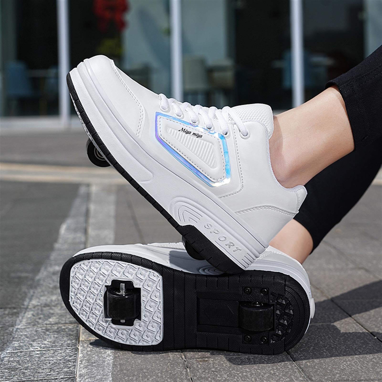 Scarpe da Skateboard Bambino Sneakers con Rotelle Bambina e Ragazzi Scarpe con Ruote Tecniche a Scomparsa Scarpe Sportive Ginnastica da Pattini
