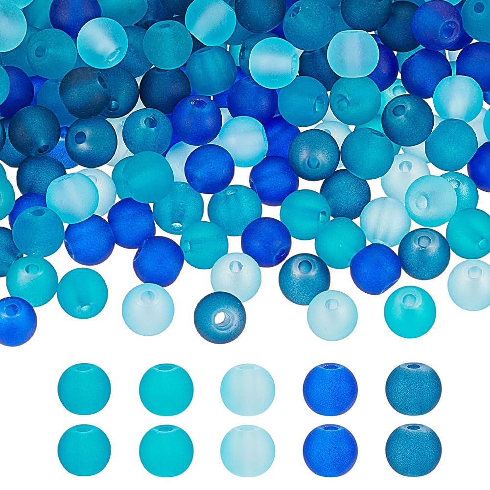 Perles en verre bleu de 6 mm : lot de 500 perles rondes givrées pour réussir vos bijoux d'été