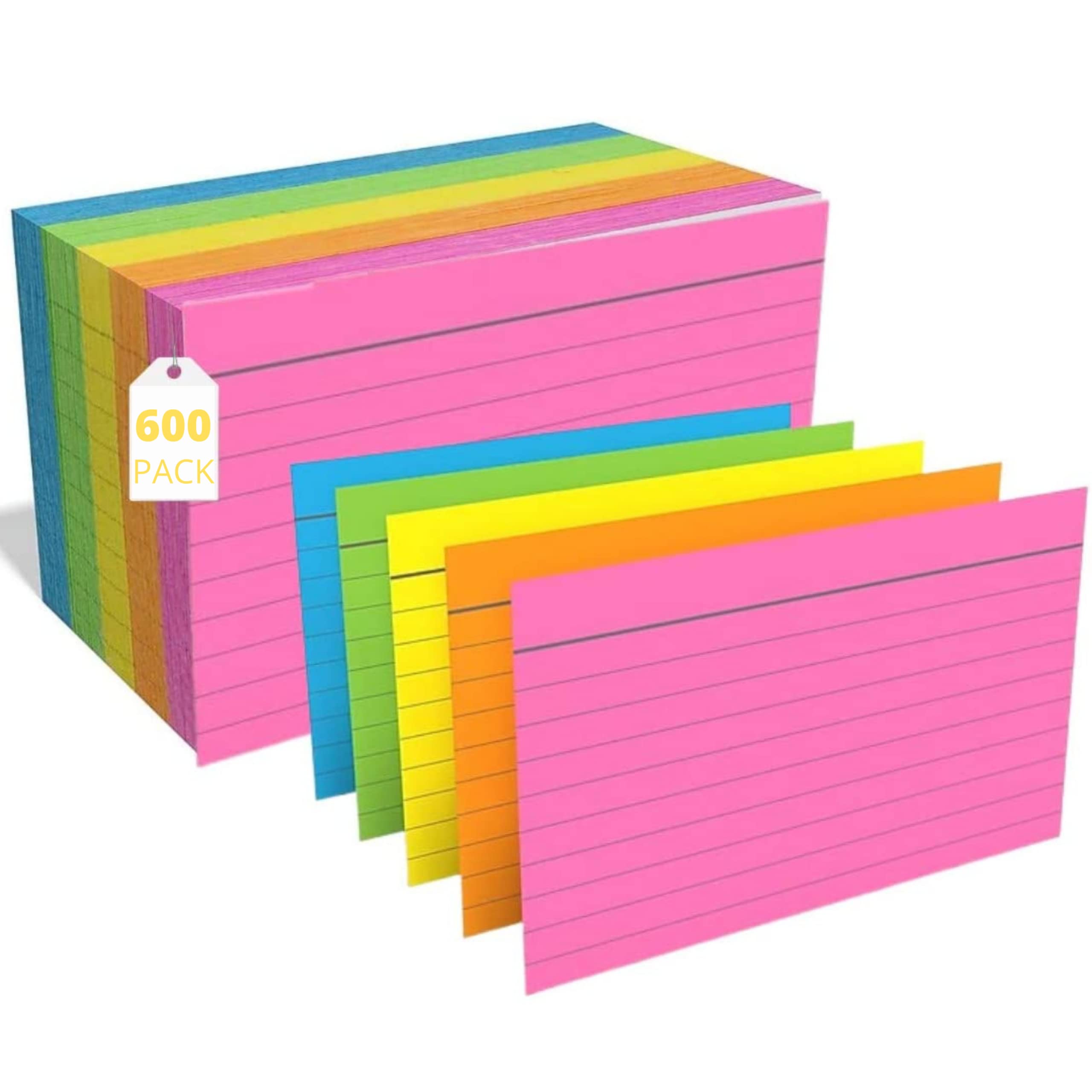 Amazon.com : 1InTheOffice Colored Index Cards 3x5, Ruled Neon Index Cards,  Assorted, 600 Pack : Office Products