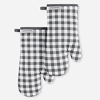 Vista 7 de KITCHENAID Juego de 2 manoplas de horno Gingham, negro mate, 7 x 13 pulgadas