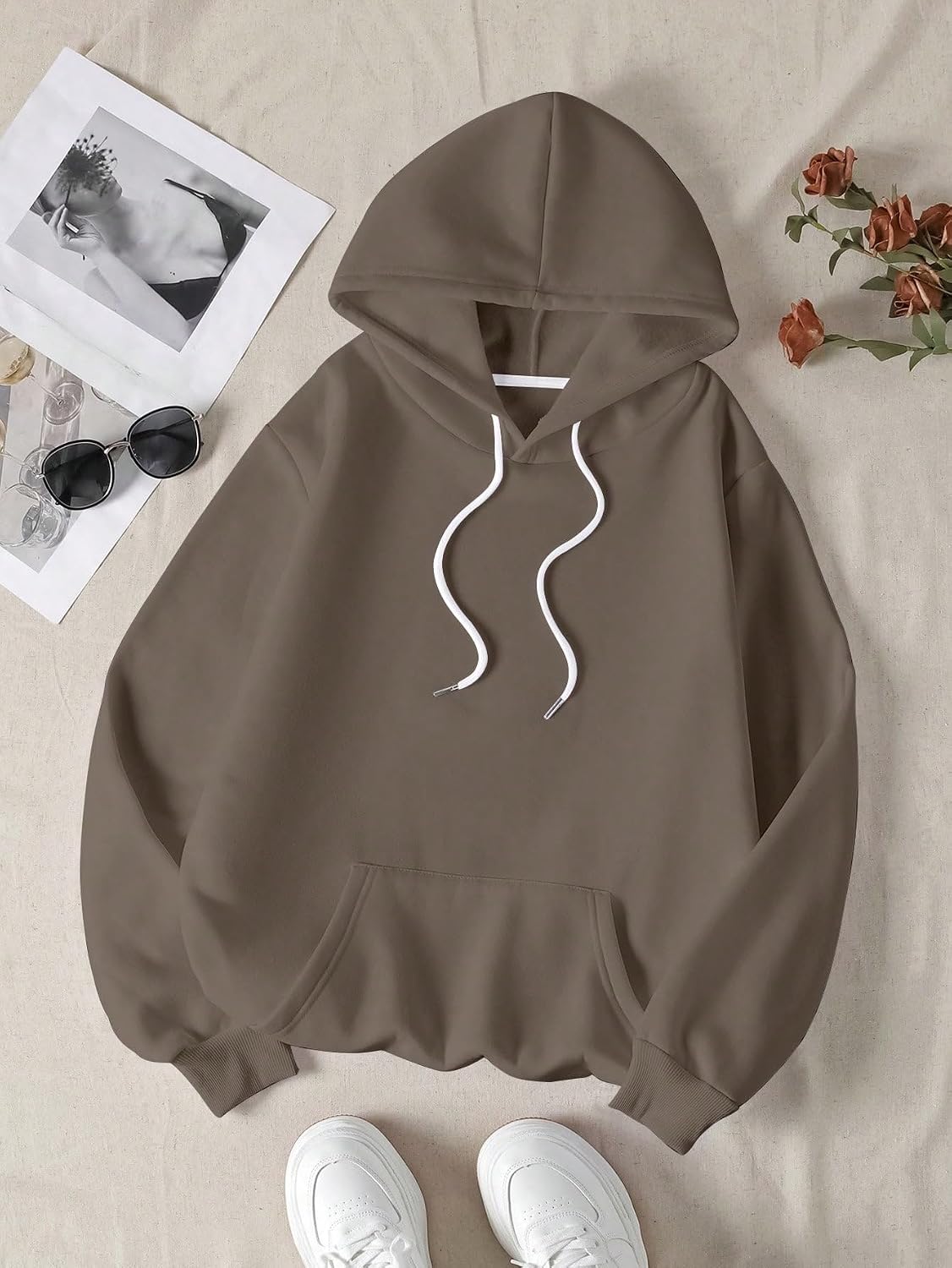 RoseSeek Women's Letter Print Hoodies Oversized Sweatshirt Long Sleeve Tops image 2