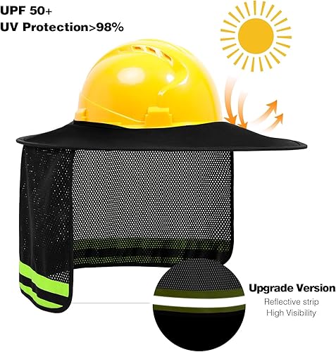 Miniatura 3 de TCCFCCT Parasol para sombrero duro, protector solar de malla de ala completa, visera solar de alta visibilidad, protección para el cuello y bandana