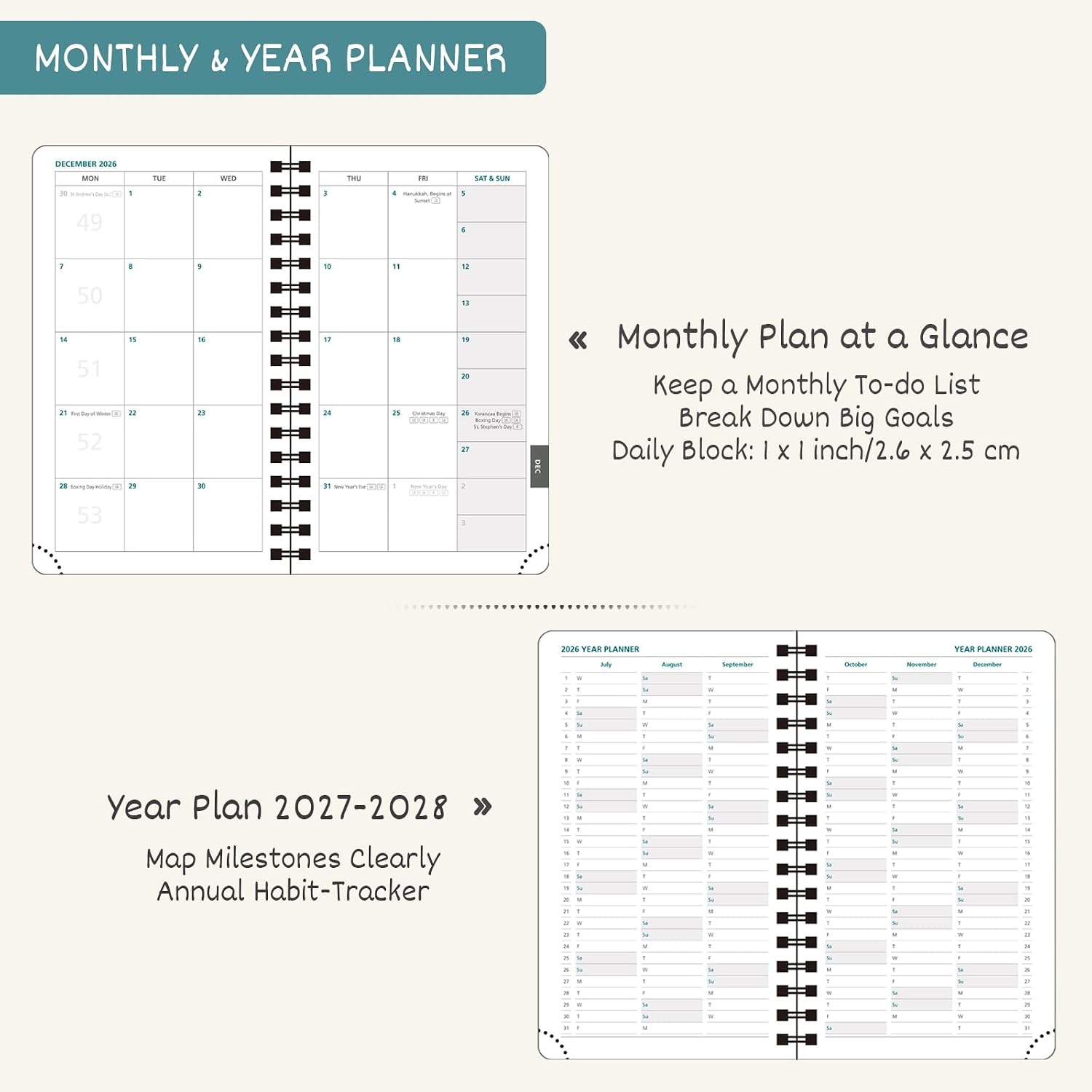 BEZEND Pocket Calendar 2027, Weekly Monthly Planner for Purse (3.5" x 6") image 4