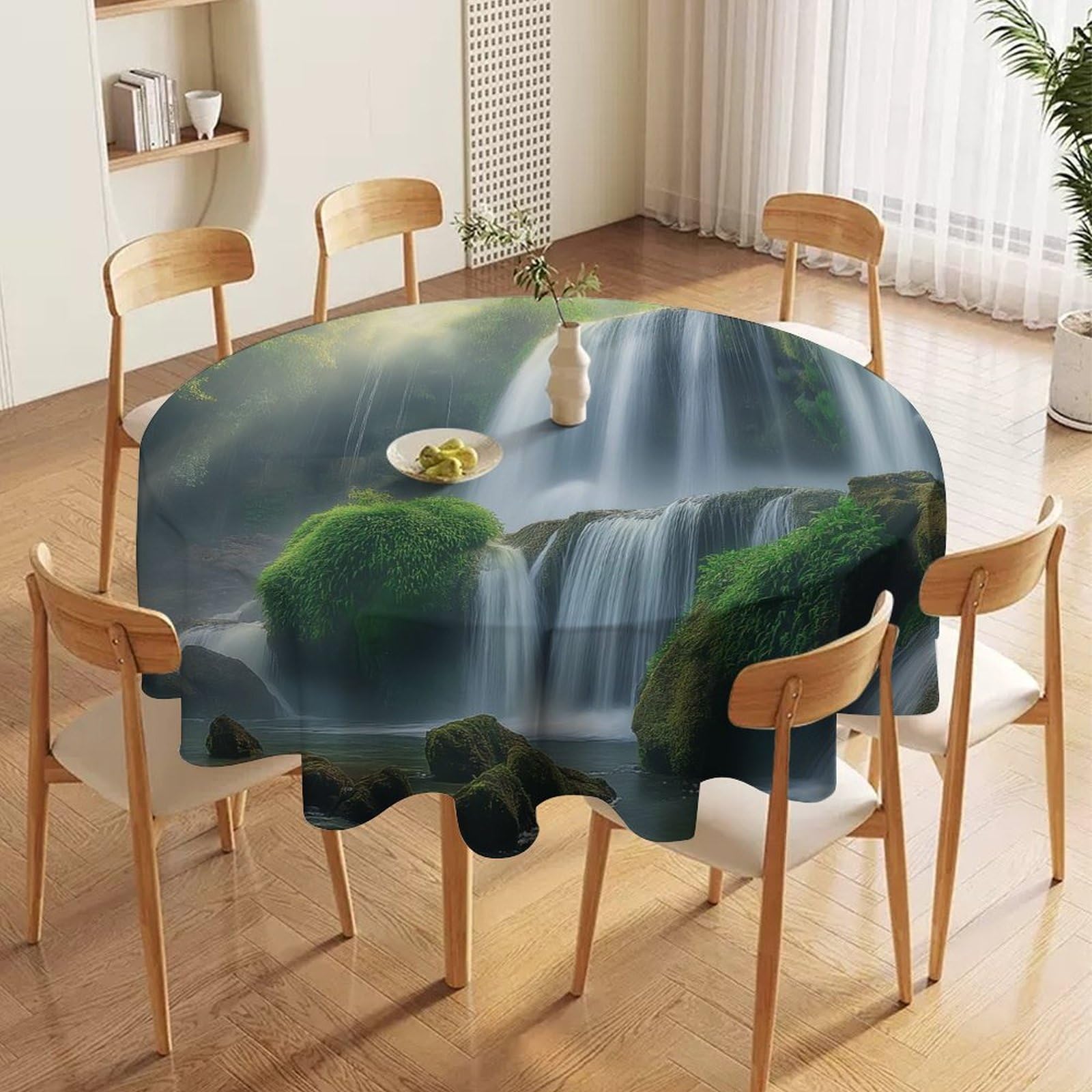 ORDOBO 3D Printed Tablecloth - Flowering Plants Fashion Table Protect Cover Waterproof Wipeable For Kitchen Dinner Garden Dining Home Decoration 152X152Cm