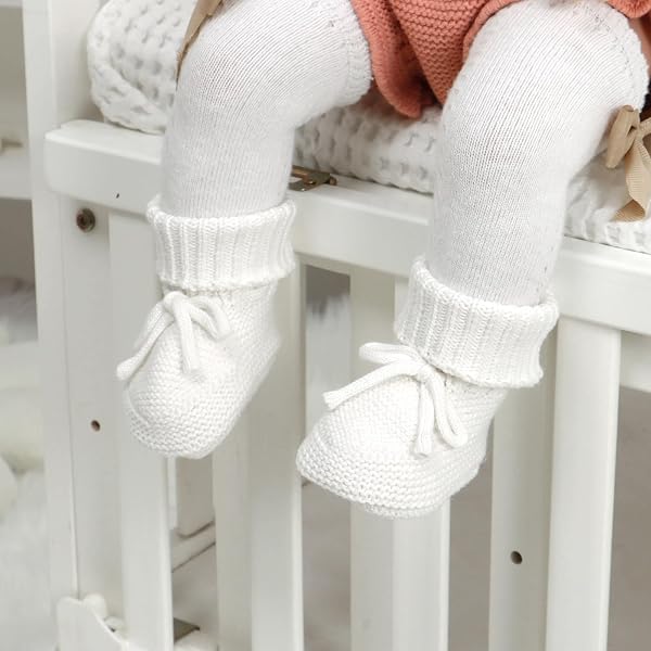 mimixiong Baby Booties Newborn First Walkers Cozy Shoes Warm Knit Soft Booties for Infant Boy Girl - 2