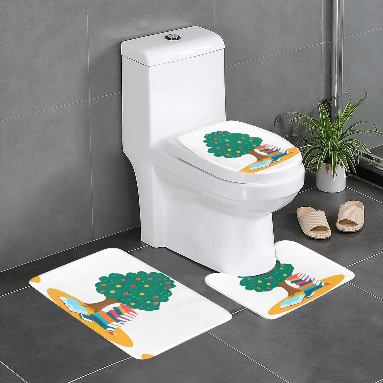 Tapis de salle de bain anti humidité lot de 3 WHJSSF imprimés et faciles à laver