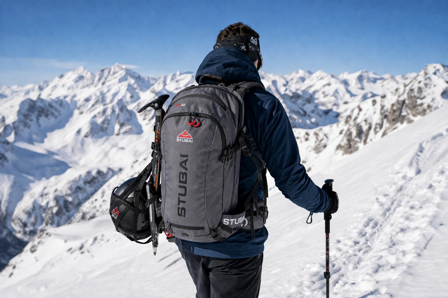 STUBAI Sac à dos ski de randonnée THIRTY 3.0 | 32 L | 1,2 kg | porte-skis/snowboard/casque/piolet | poche sécurité & lunettes | compatible système d’hydratation | Mod. 9507