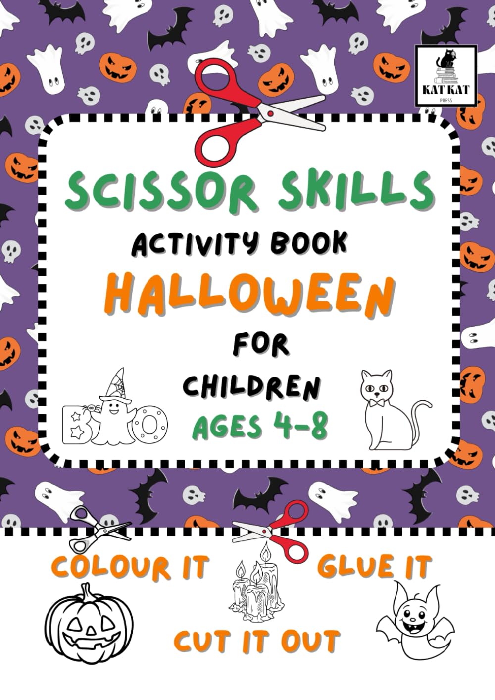 Scissor Skills Activity Book for children, ages 4-8: Halloween.: Colour it, Cut it out, Glue it! (Scissor skills activity books)