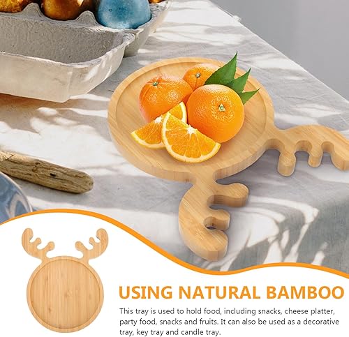 Miniatura 6 de DOITOOL Bandeja de madera de Navidad para servir sushi en forma de reno de Navidad, bandeja de aperitivos bandeja de charcutería de Navidad para