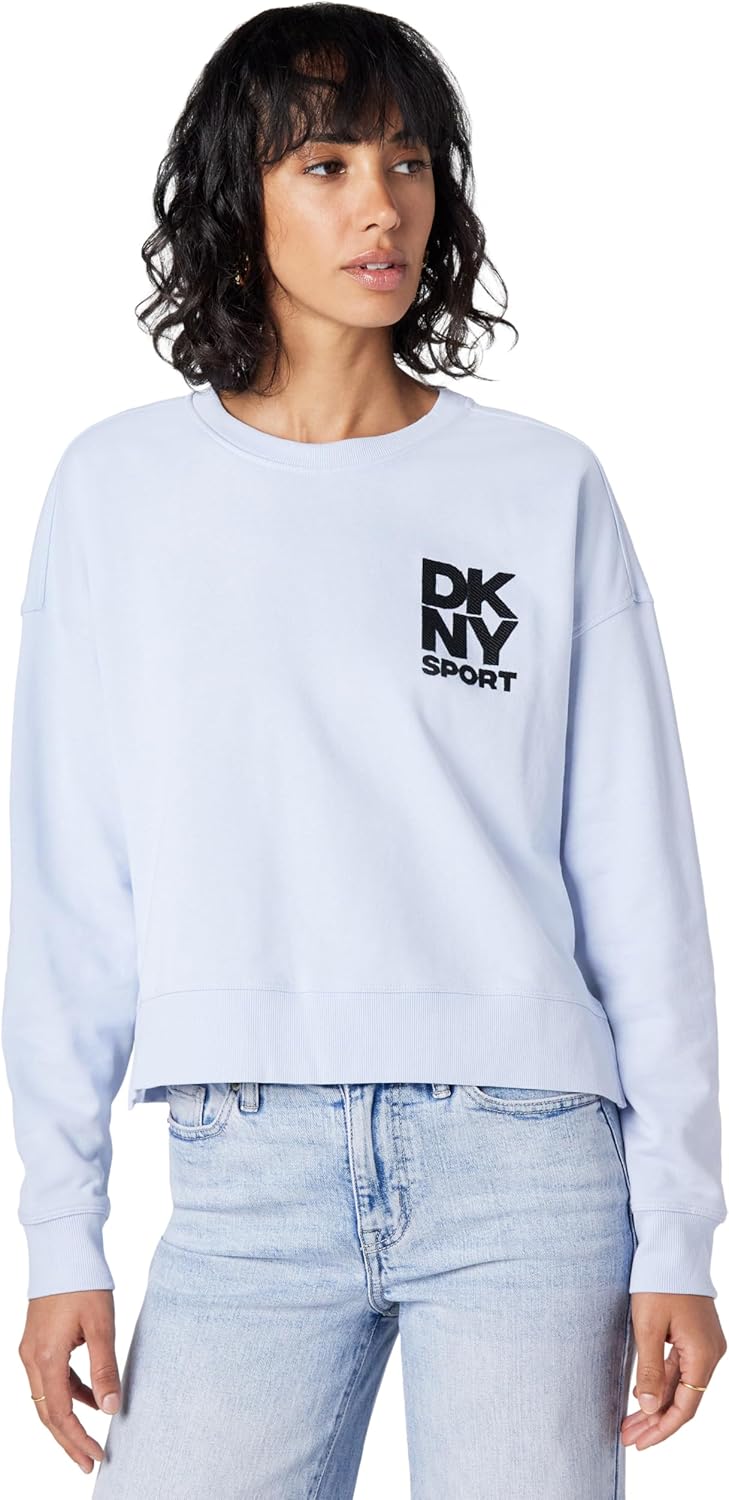 DKNY Women's Embroidered Logo Cropped Crewneck Sweatshirt