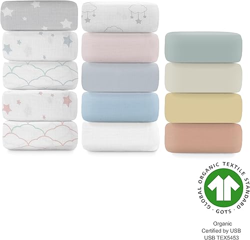 Miniatura 4 de Newton Baby Sábanas bajeras orgánicas para cuna (paquete de 2)  100% transpirable y ultrasuave, 100% algodón de muselina orgánico, se adapta a todas