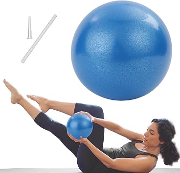 22cm Mini Small Yoga Pilates Balls, Exercise Ball - Anti-Burst System, Soft Core Balance Fitness Training Stability Balls, Non-Slip Rings/Durable Material, for Home/Gym/Travel with Inflation
