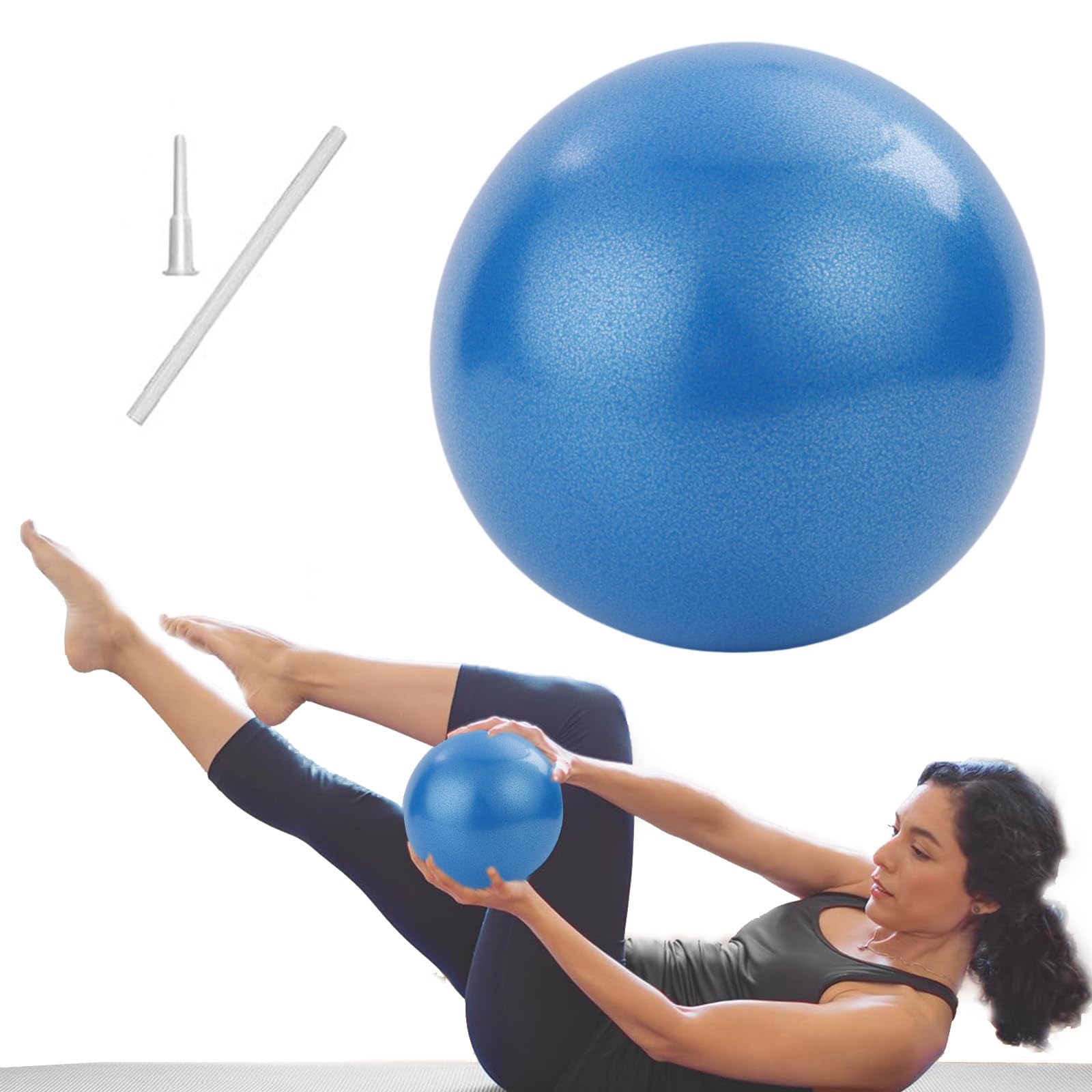 AOOTUERL 22cm Mini Small Yoga Pilates Balls, Exercise Ball - Anti-Burst System, Soft Core Balance Fitness Training Stability Balls, Non-Slip Rings/Durable Material, for Home/Gym/Travel (with Inflation
