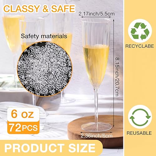 Miniatura 2 de Gerrii Copas de champán desechables de plástico transparente, ideales para el hogar, uso diario, boda, tostado, bebida, suministros de fiesta (72