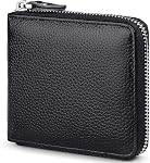 Huztencor Genuine Leather Zipper Wallet for Men RFID Blocking Mens Wallet with Zipper Coin Pocket ID Window Vintage Brown