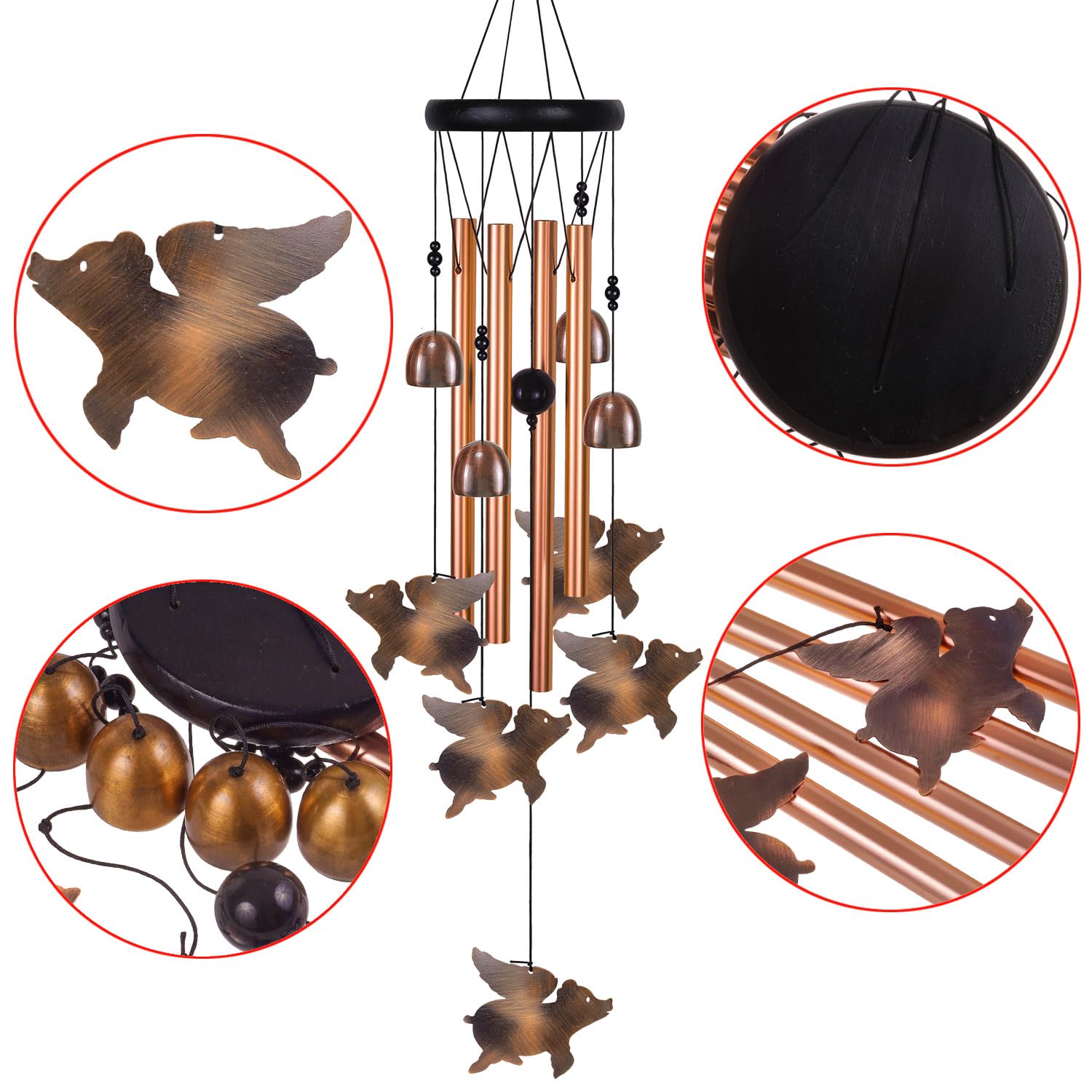 Windspiel Mit Fliegenden Schweinen – Garten-Deko, Wasserdicht, Metall, Für Drinnen & Draußen