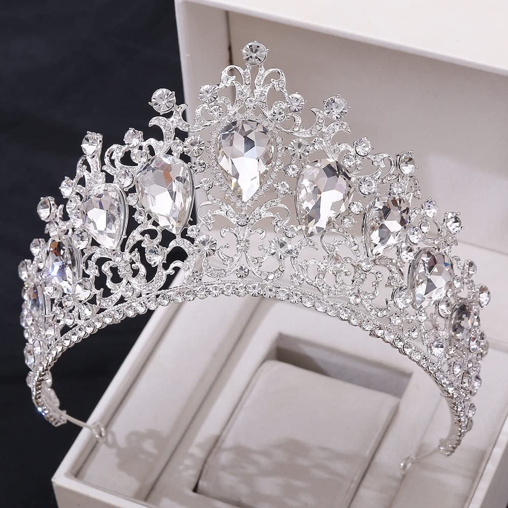 Ręcznie robione barokowe kolorowe kryształowe tiary korony duże Rhinestone Diadem welon Tiara opaski ślubne ślubne akcesoria do włosów obręcz do włosów (kolor metalu: złoty czerwony)
