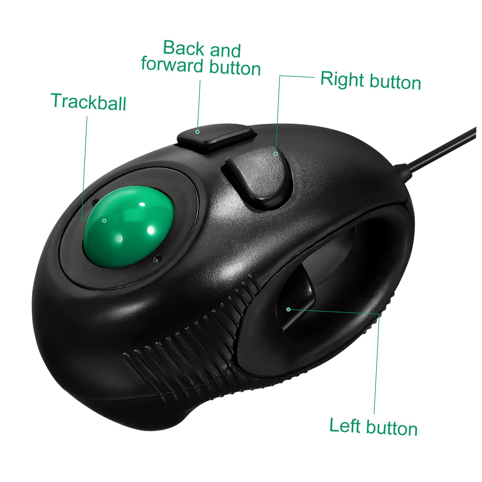 Mouse Trackball Ergonomico Cablato 4d Portatile Cavo USB Mini Mouse Trackball per Uso da Viaggio e Ufficio