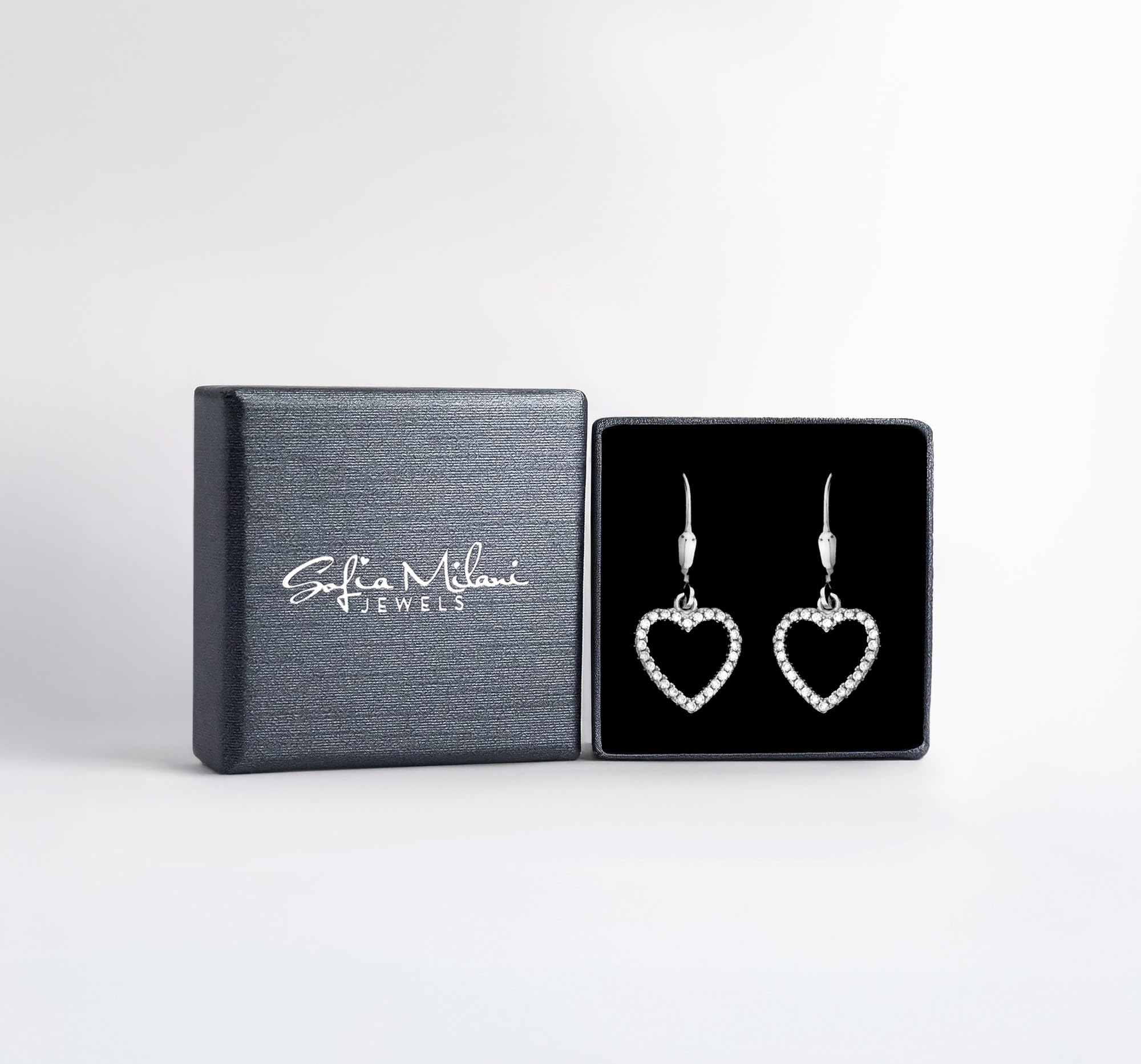 SOFIA MILANI - Orecchini da Donna in Argento 925 - Con Pietra Zircone - Orecchino Pendente a Cuore