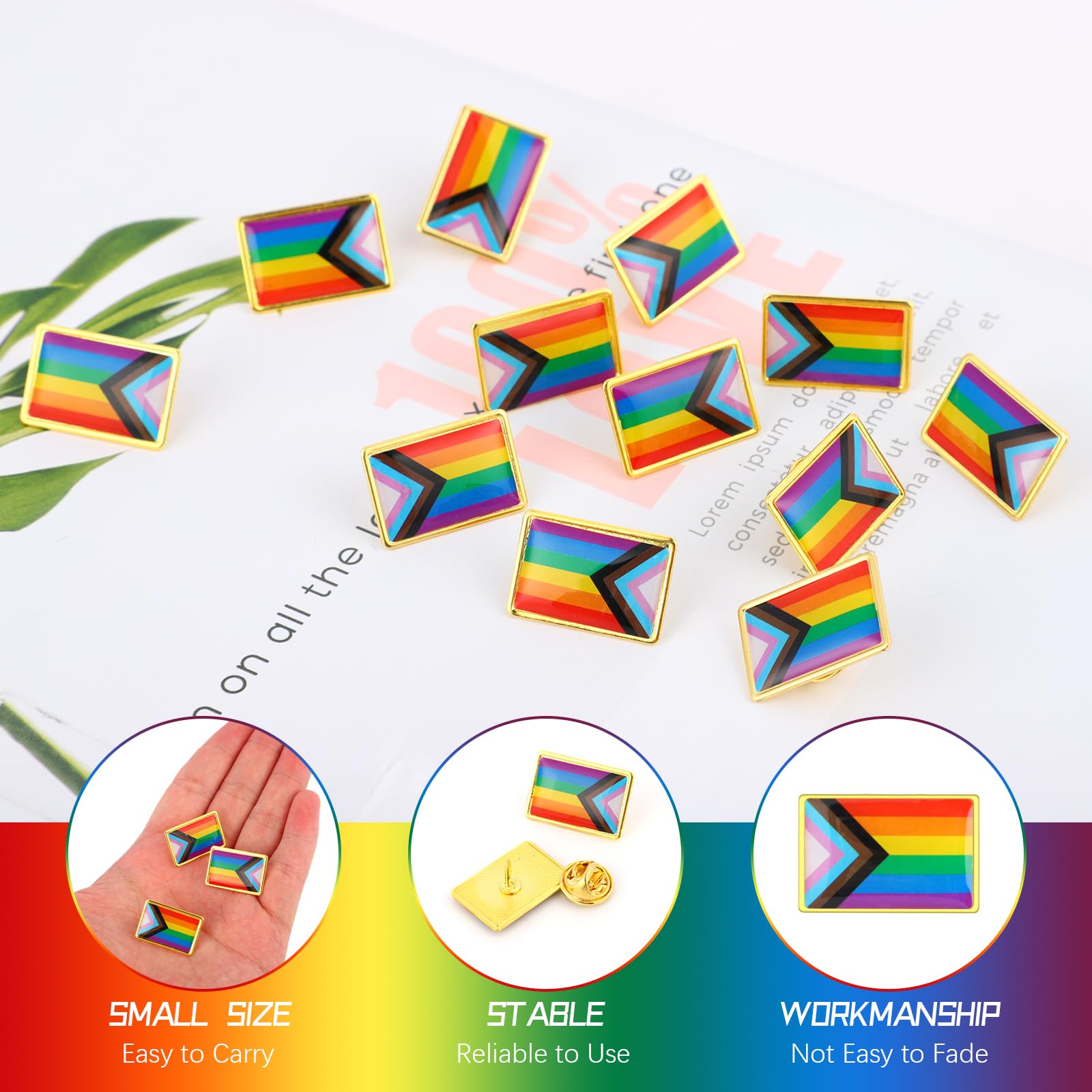 Bandera Orgullo Broches LGBT Reutilizable Arcoiris Pride Flag Pins para Solapa Bolsos Sombreros