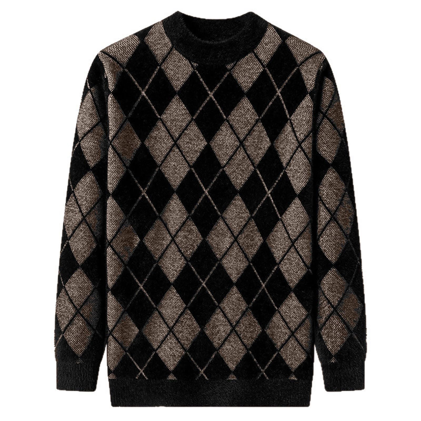 Pull Col Rond Homme,Pull en Tricot Jacquard à Manches Longues Et Boutons sur Le Devant Cardigan Chaud Doux Confortable DéContracté Mode Hiver Automne VêTements D'ExtéRieur