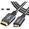Twozoh Mini HDMI to HDMI Cable 6.6FT, High-Speed HDMI to Mini HDMI Braided Cord Support 3D 4K/60Hz 1080p 720p
