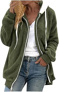 Teddy Jackets for Women Fluffy Thick Autumn Jacket Cuddly Jacket with Hood and Pockets Zip Oversize Teddy Fleece Jacket Teddy Jacket Lined Winter Jacket Plush Jacket Teddy Fleece Jacket