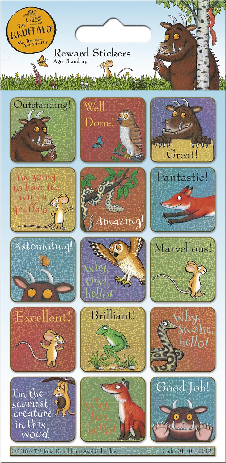 Paper Projects 01.70.12.042 The Gruffalo Sparkly Reusable Reward Stickers - Official Licensed Product - Reusable on Non-Porous Surfaces