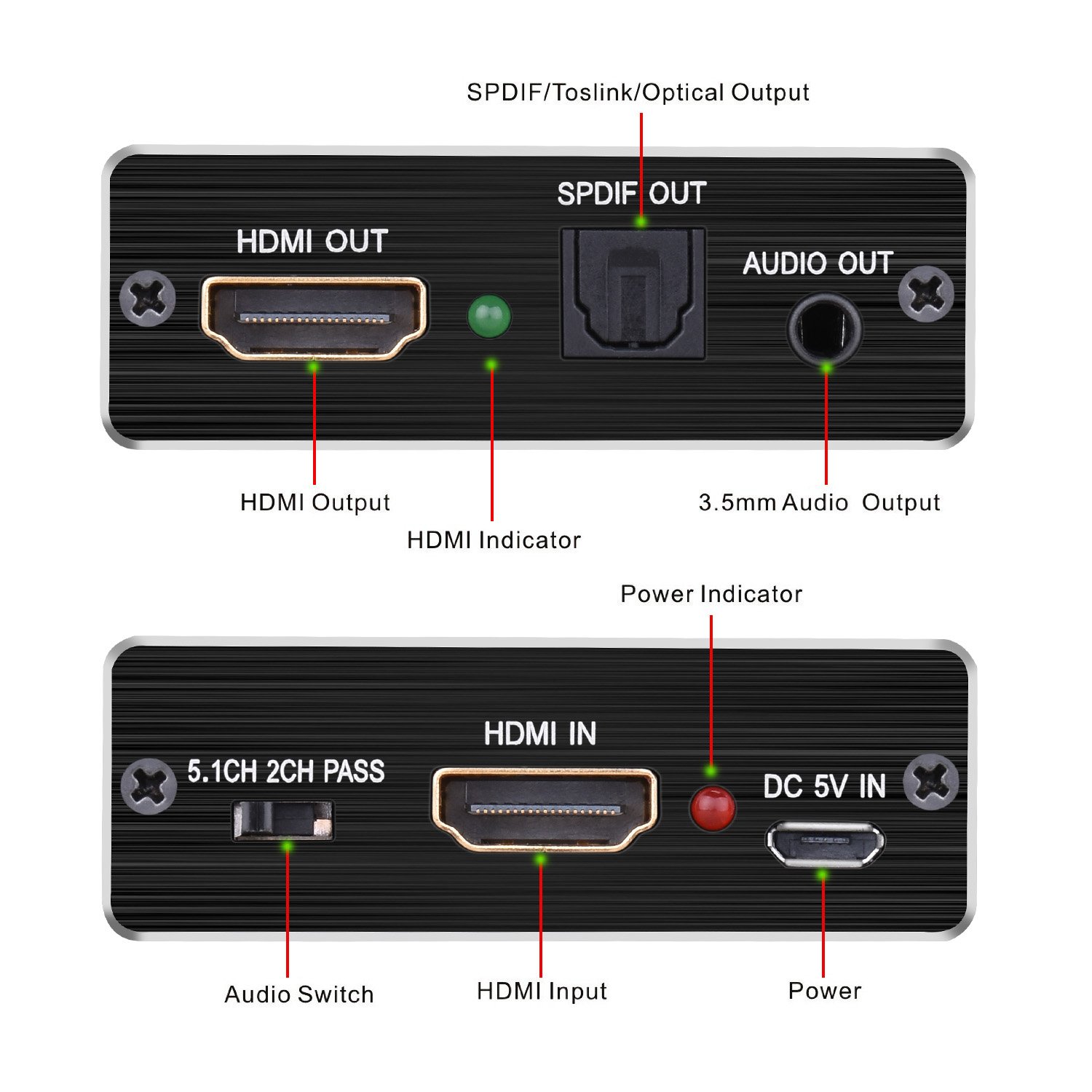 Tendak Splitter audio HDMI 4K Estrattore HDMI a SPDIF TOSLINK ottico e stereo 3,5 mm Adattatore