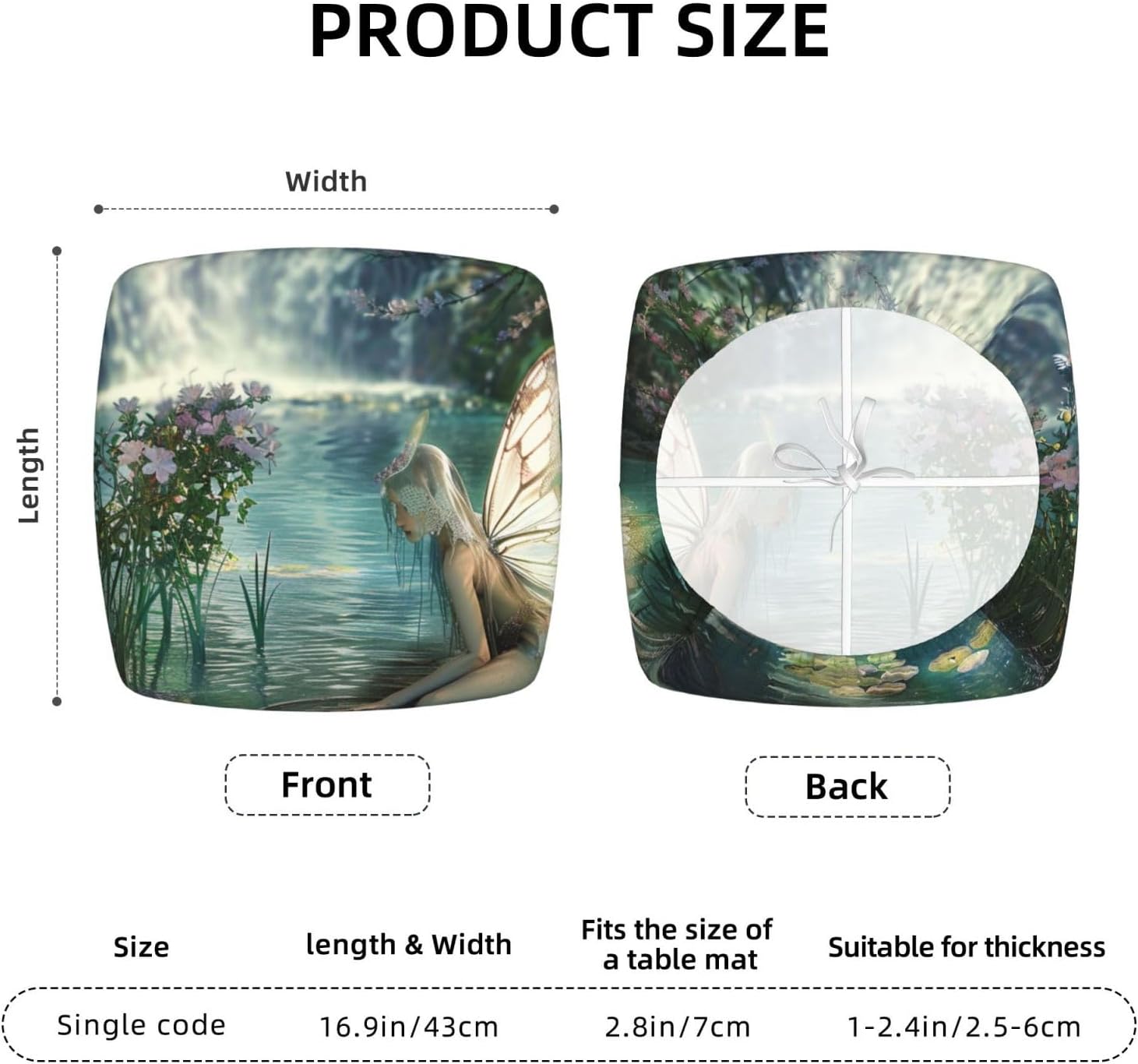 Lake Fairy Art Print Square Cushion Covers 6 Pcs Set Elastic Non-Slip Seat Cushion Slipcovers Pet Furniture Protectors for Chair, Sofa
