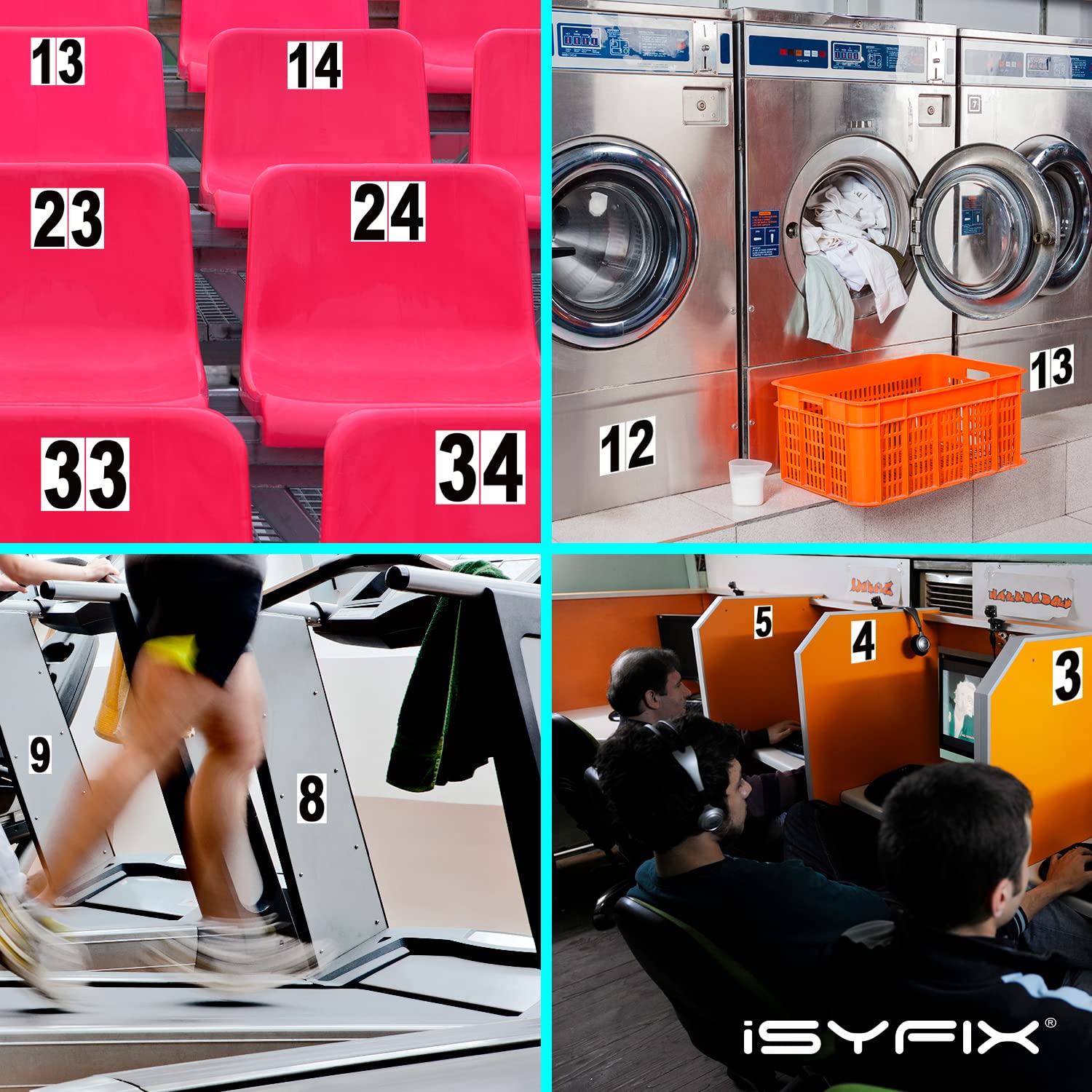 iSYFIX Czarne winylowe naklejki z cyframi - 15 cm samoprzylepne - 2 zestawy - kalkomania premium z białym tłem na skrzynkę pocztową, znaki, okna, drzwi, samochody, ciężarówki, dom, firmę, adres