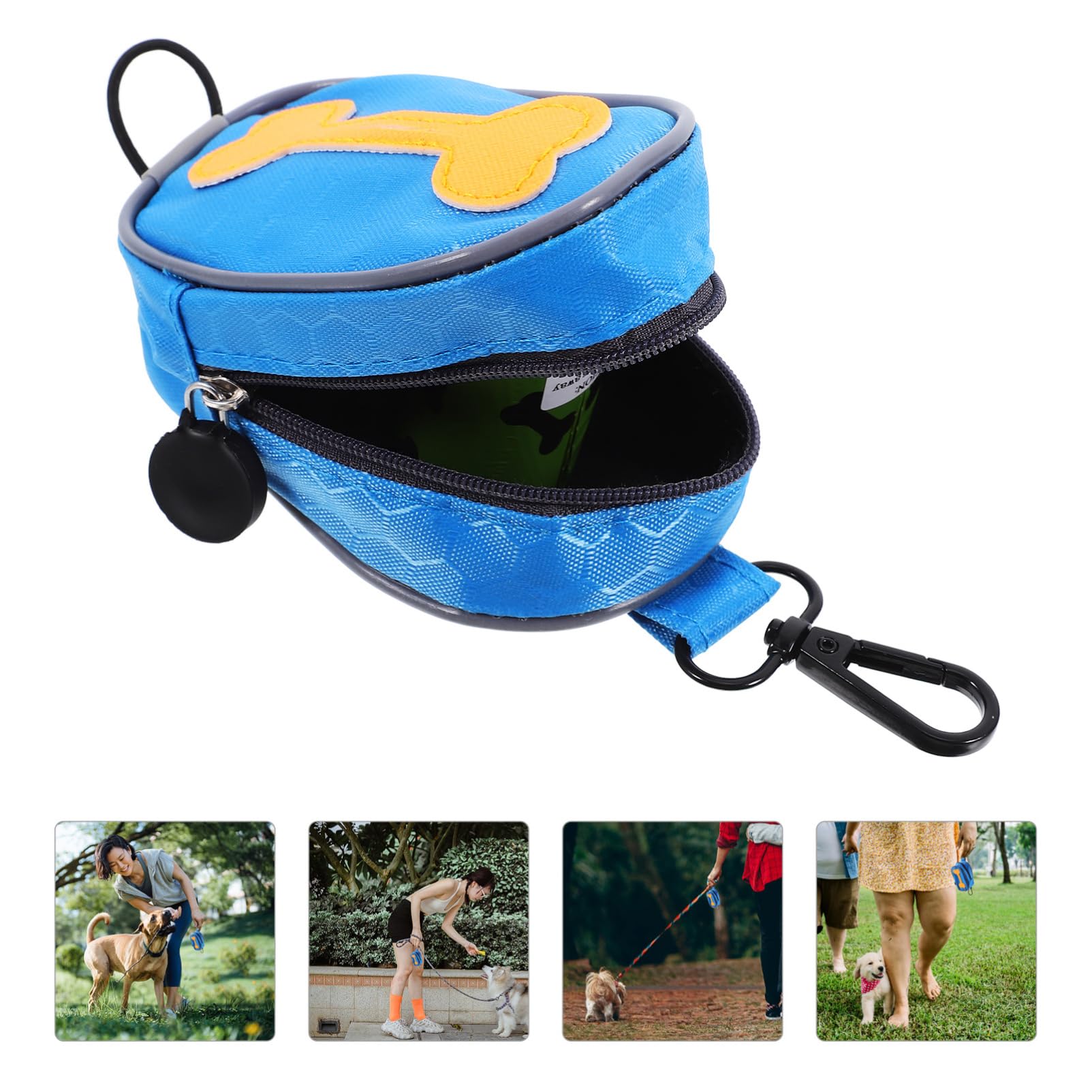 Happyyami Bolsa Dispensadora con Cremallera para Bolsas Excrementos Perros 8 Rollos de Desechables con Punto de Rotura para Dueños de Perros