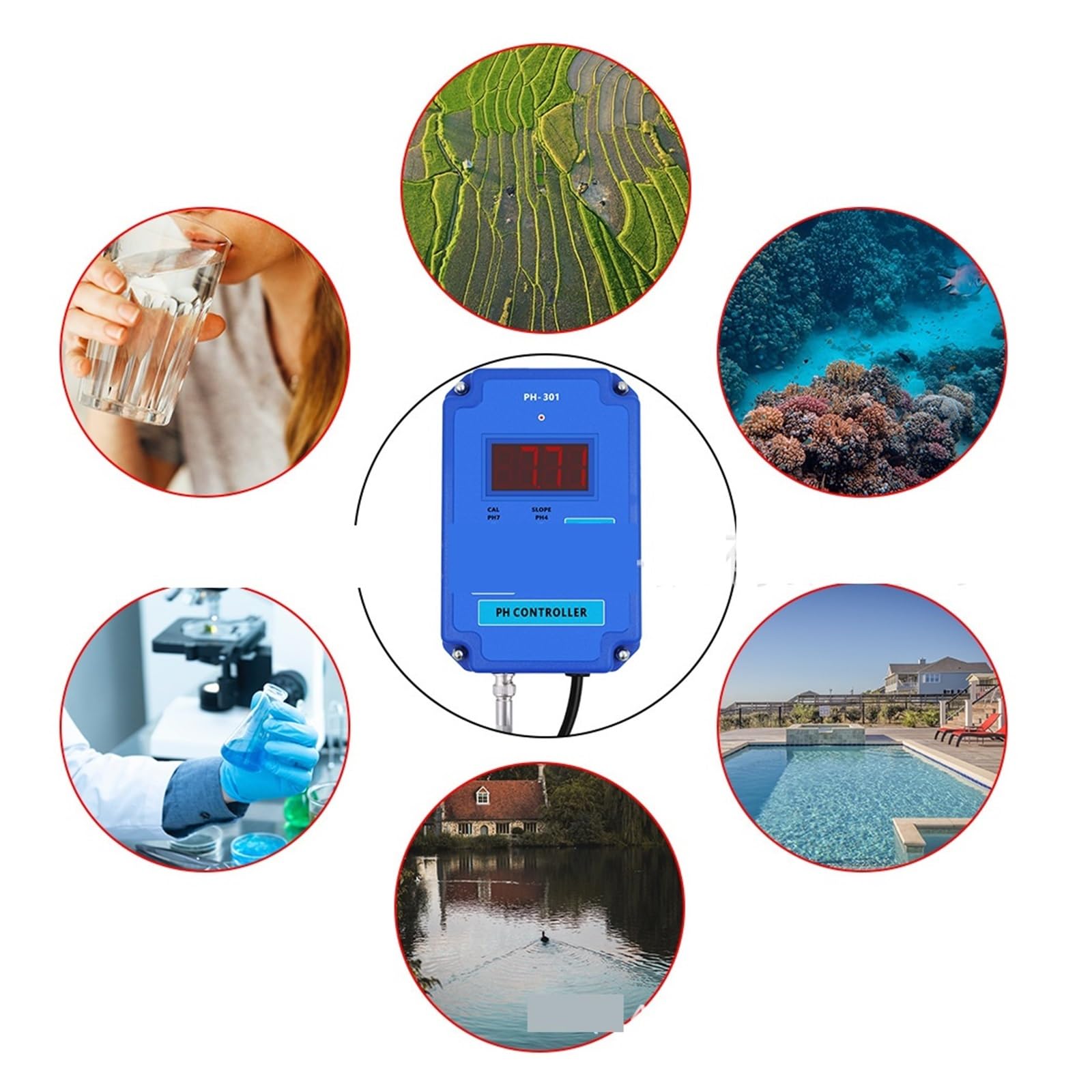 Controlador de conductividad y pH ORP en línea alta precisión, probador digital calidad del agua,Alta precisión