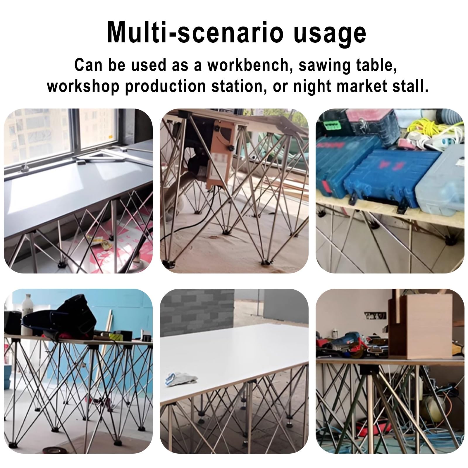 ROFBIHG Supporto da Lavoro Portatile, Basi per Tavolo a Ragno Pieghevoli, Supporto per Cavalletto con Borsa per Cantieri Edili e Lavorazione del Legno, Supporto per Cavalletto(12 legs)
