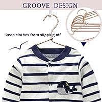 Vista 3 de Perchas de alambre de metal de oro rosa para ropa de bebé, 12.6 pulgadas, pantalones antideslizantes para niños pequeños, recién nacidos, perchas