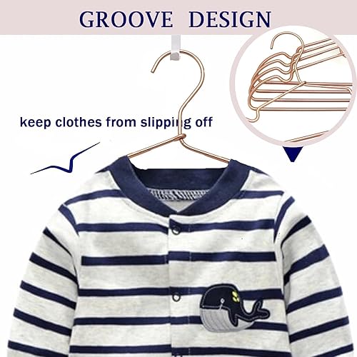 Miniatura 3 de Perchas para ropa de bebé de alambre de metal de oro rosa, 12.6 pulgadas, pantalones antideslizantes para niños pequeños, recién nacidos, perchas