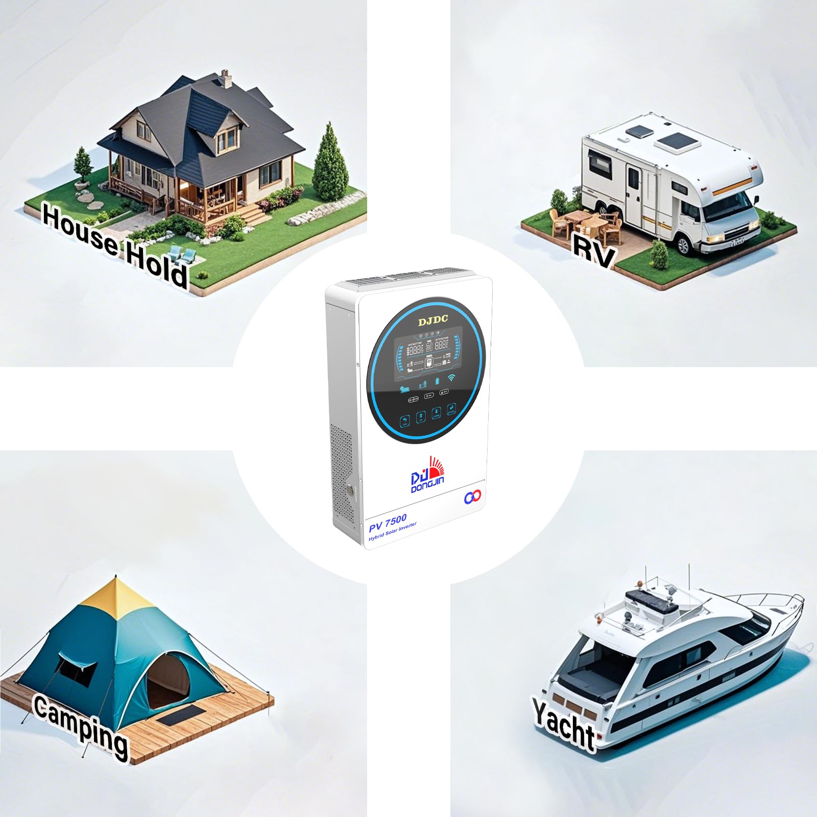 Inversor de energía solar híbrido de 6500 W, 48 V, sistema de batería de 48 V CC, salida AC de 230 V, inversor de onda sinusoidal pura, regulador de carga solar MPPT integrado, con pantalla