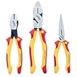32968 3 Piece Insulated Industrial Grip Pliers and Cutters Set, Red