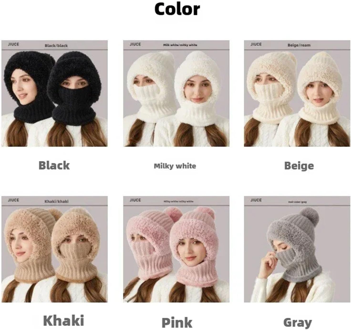 Choosemuc, Choosemuc Hat, Choosemuc Women's Outdoors Windproof Scarf Hat, 3 in 1 Winter Balaclava for Women