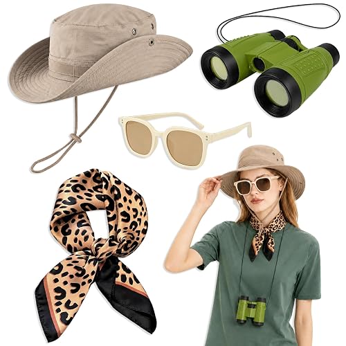 4Pcs Safari Costume for Women, Zoo Keeper Costume Adult for
