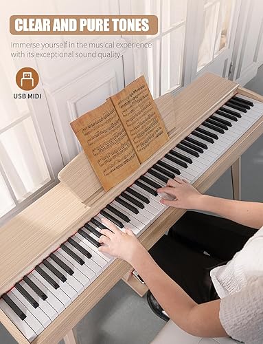 Miniatura 2 de Piano de teclado ponderado de 88 teclas, piano digital para principiantes de tamaño completo con teclado eléctrico de madera multifuncional, soporte