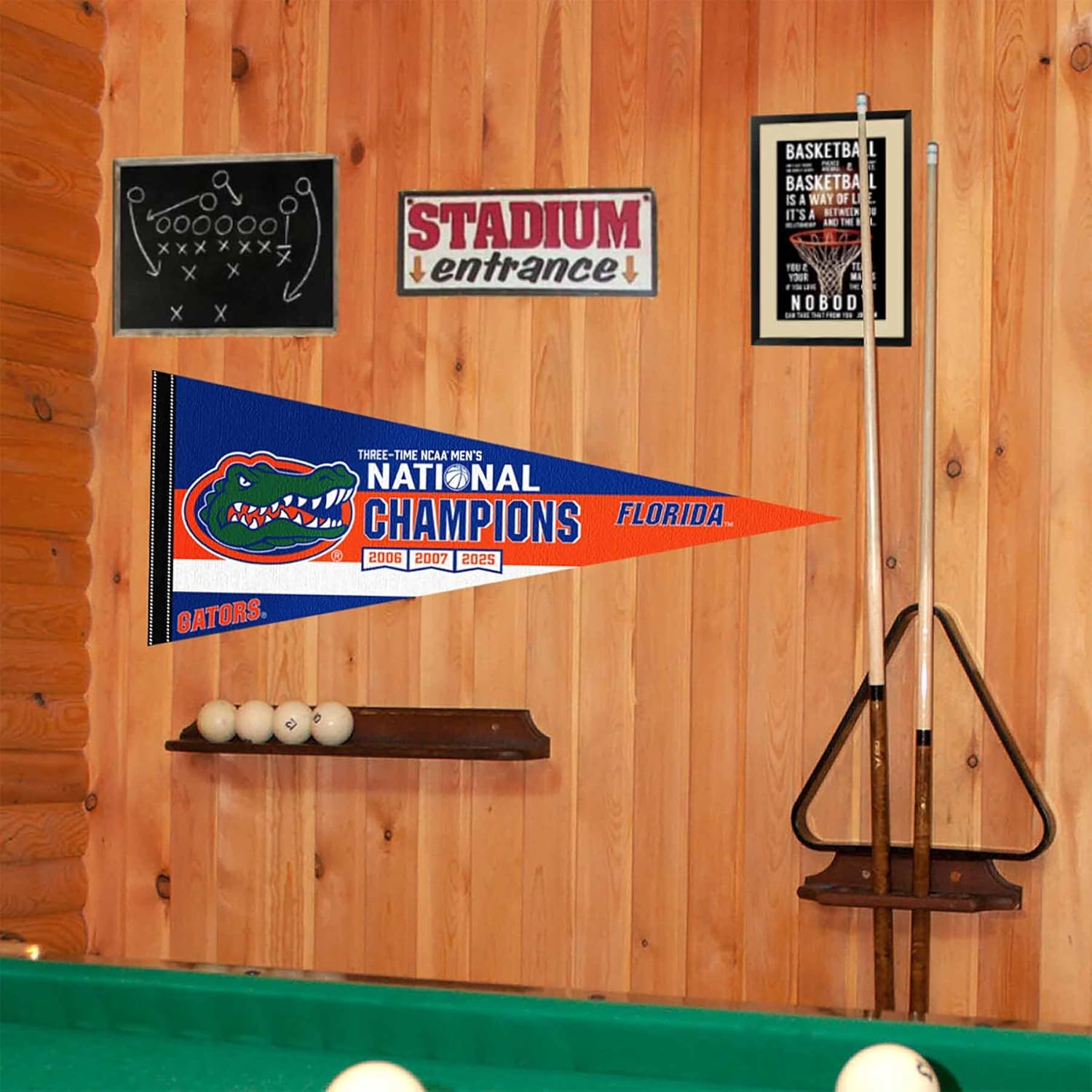University of Florida 3 Time National Champions Pennant Banner Flag - Image 2