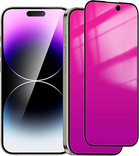 Protector de pantalla de privacidad compatible con iPhone 14 Pro Max, efecto espejo, antiespía, antiluz azul, paquete de 2 espejos degradados