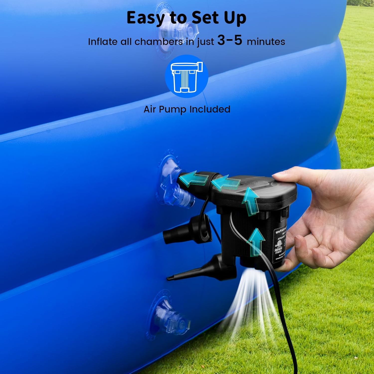 Large Inflatable Pool for Adults - 130"x 72" x 22" Oversized Thickened Family Blow Up Pool, Big Swimming Pool with Pump for Backyard Garden Summer Water Party