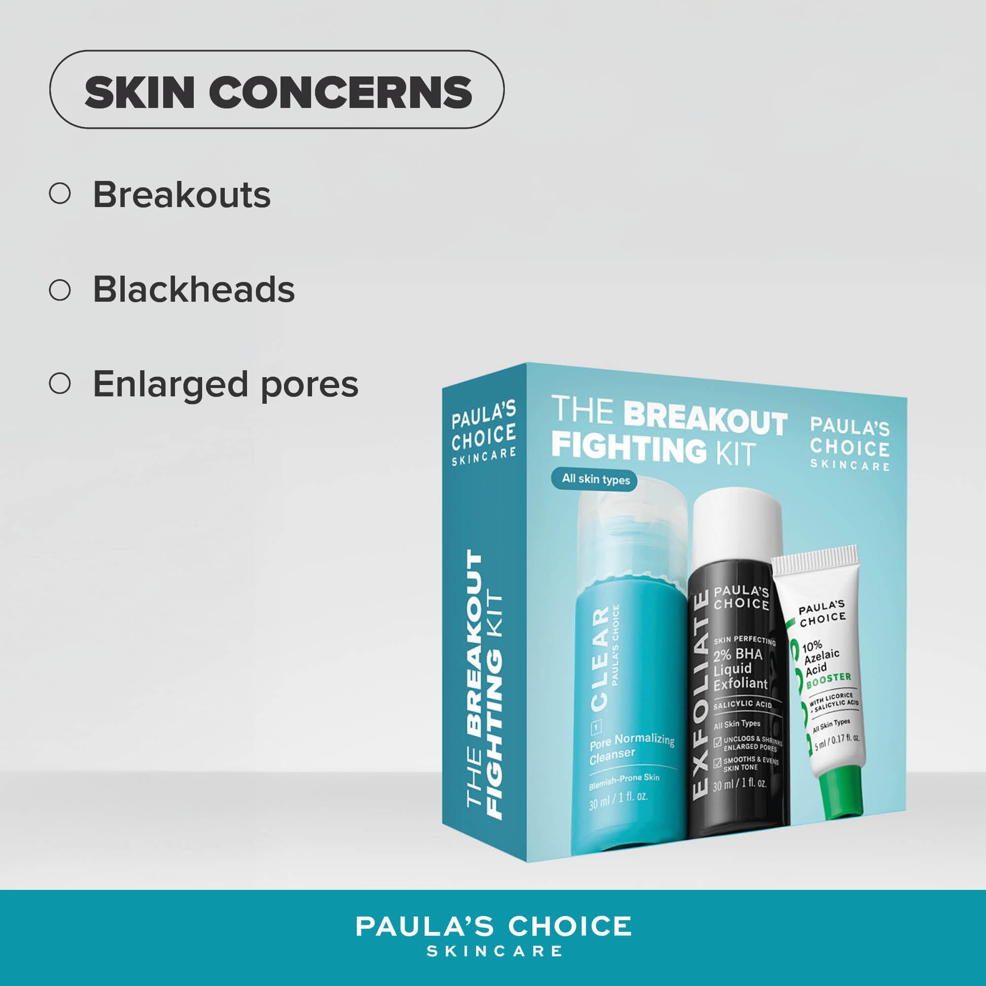 Paula's Choice Breakout-Fighting Bestsellers - con Acido Salicilico, Glicerina & Azelaico - Combatte Imperfezioni & Punti Neri, Minimizza Pori - Tutti i Tipi di Pelle - Formato Viaggio