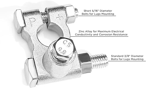 Miniatura 3 de Juego de terminales de batería Recoil ZBO de poste superior con adaptadores de poste OEM, para coche, camión, barcos, RV, embarcaciones, par