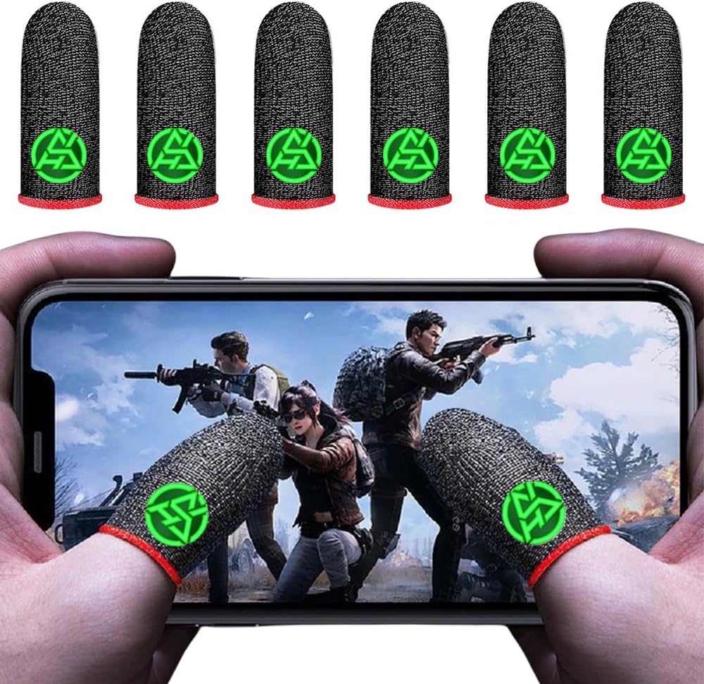 Gaming Finger Sleeves, High-Sensitive Anti-Sweat Touchscreen Game Thumb Gloves, Mobile Gamer Finger Cover Cots for PUBG/Knives Out/Rules of Survival