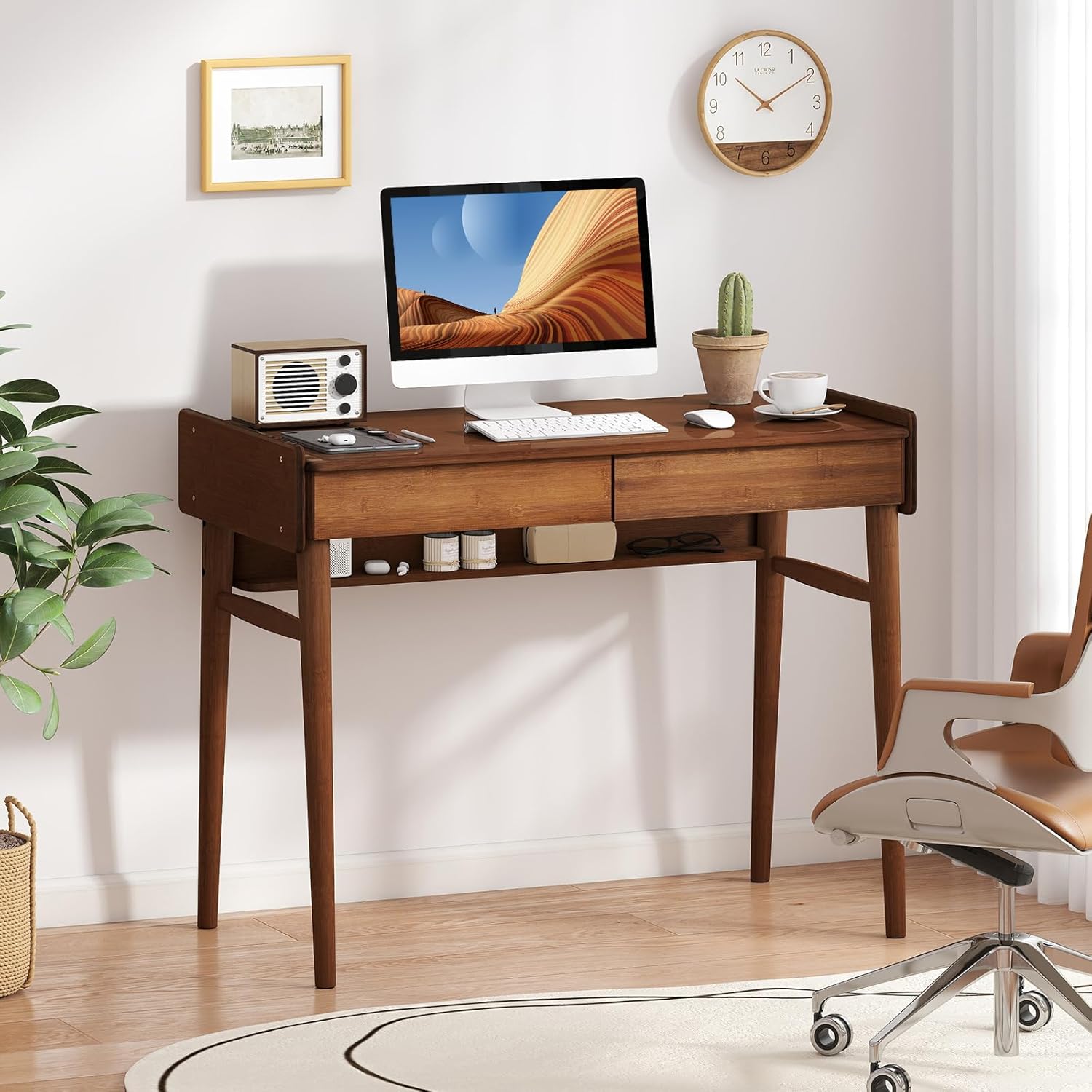 Elevate Your Workspace: The Giantex Mid Century Modern Bamboo Desk Review